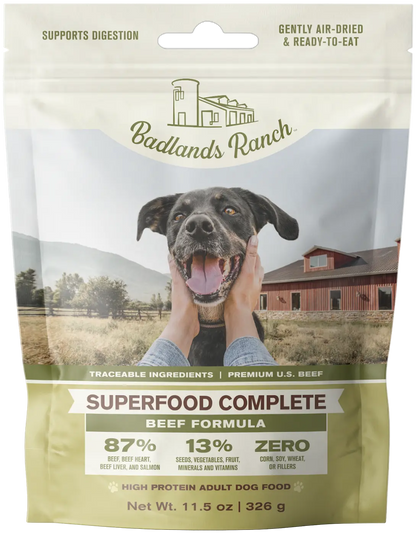 Badlands Ranch Superfood Complete Air-Dried Dog Food Beef 11.5-oz, Kwik Pets
