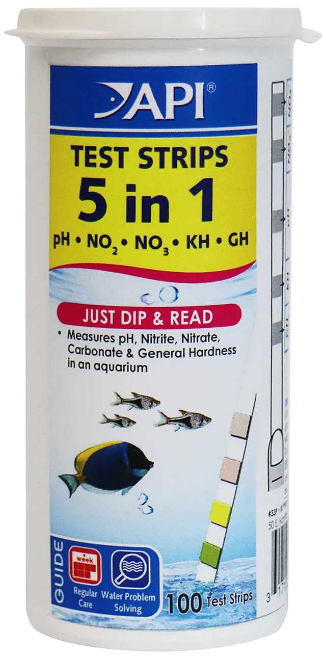 Front of API 5-in-1 Freshwater Aquarium Test Strip 100 Count