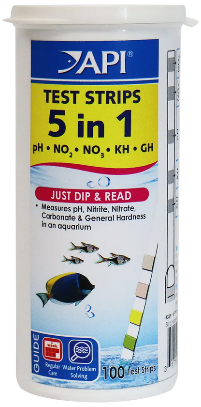 Front of API 5-in-1 Freshwater Aquarium Test Strip 100 Count