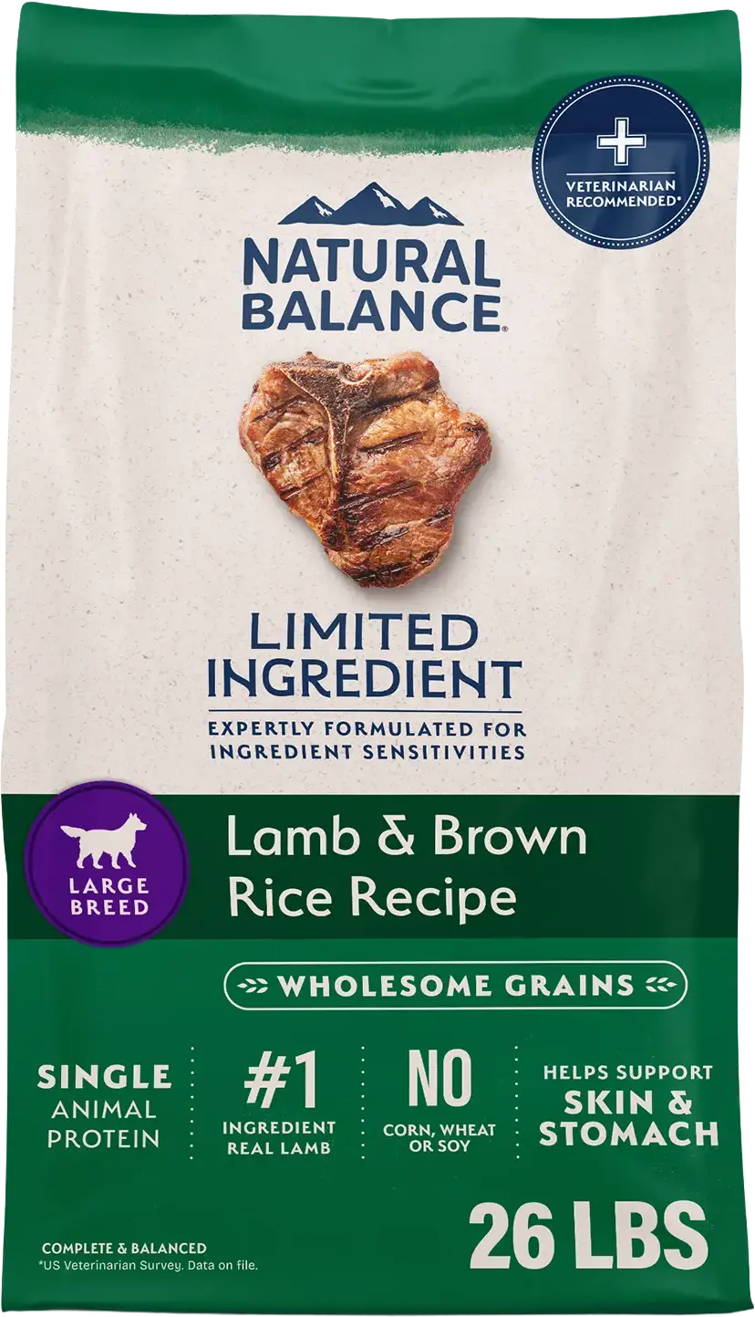 Front of Natural Balance Pet Foods Limited Ingredient Large Breed Adult Dry Dog Food Lamb & Brown Rice 26-lb