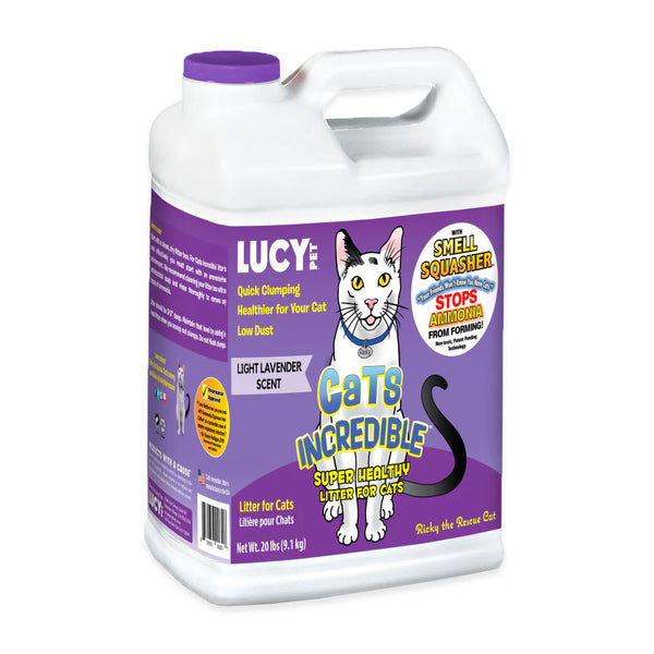 Front of Lucy Pet Products Cats Incredible Clumping Litter Light Lavender Scent 20-lb