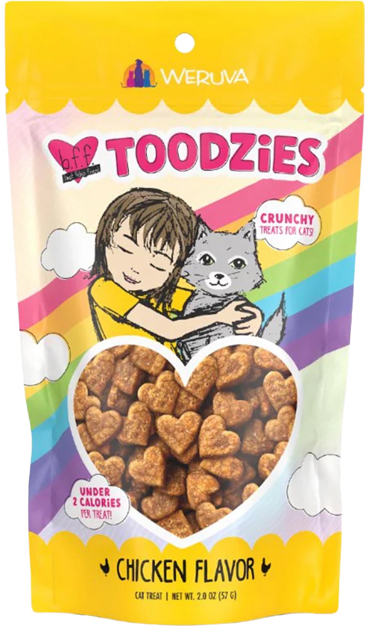Front of Weruva B.F.F. Toodzies Crunchy Chicken Cat Treats 2-oz