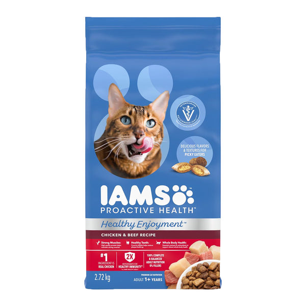 Front of IAMS ProActive Health Healthy Enjoyment Adult Dry Cat Food Chicken & Beef 6-lb 