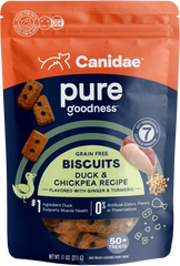 CANIDAE PURE Goodness Grain-Free Biscuit Dog Treats Duck & Chickpea 11-oz