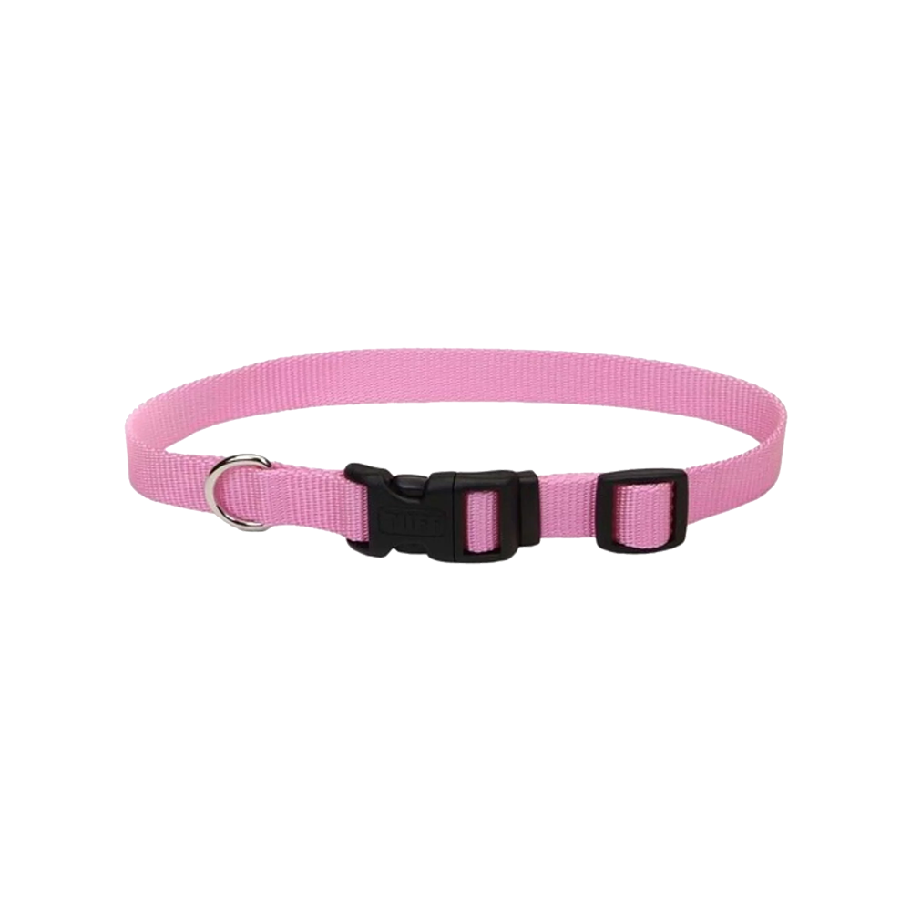 Front of Coastal Adjustable Nylon Dog Collar with Plastic Buckle Bright Pink 3/8 in X 8-12 in