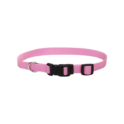 Front of Coastal Adjustable Nylon Dog Collar with Plastic Buckle Bright Pink 3/8 in X 8-12 in