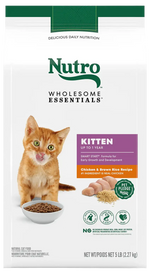 Front of Nutro Wholesome Essentials Chicken & Brown Rice Early Development Kitten Dry Cat Food 5-lb