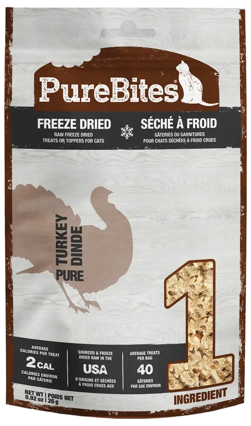 Front of PureBites Turkey Breast Freeze-Dried Cat Treats 0.92-oz