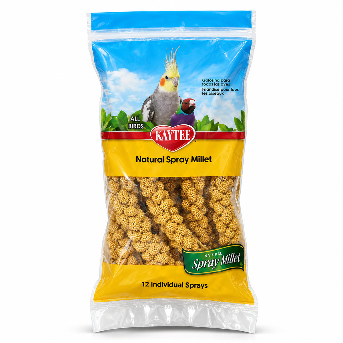 Front of Kaytee Natural Spray Millet Bird Treats 12 Count 7-oz