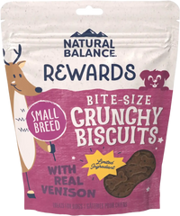 Natural Balance Pet Foods Rewards Bite-Size Crunchy Biscuits Small Breed Dog Treats Venison 8-oz