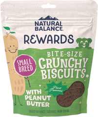 Natural Balance Pet Foods Rewards Bite-Size Crunchy Biscuits Small Breed Dog Treats Peanut Butter 8-oz