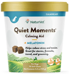 NaturVet Quiet Moments Calming Aid Plus Melatonin Soft Chews for Dogs 70 Count 5.4-oz