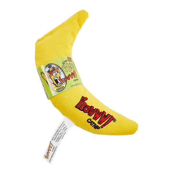 Front of Yeowww! Banana Catnip Cat Toy Yellow 7-in