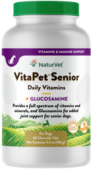 NaturVet VitaPet Senior Daily Vitamins Plus Glucosamine Chewable Tablets for Dogs 60 Count 5.5-oz