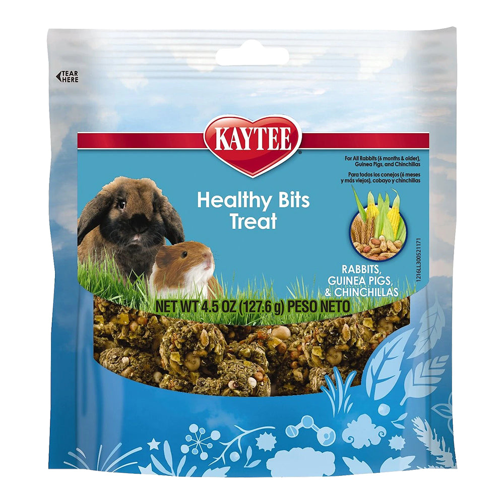 Front of Kaytee Healthy Bits Treat for Rabbits Guinea Pigs & Chinchillas 4.5-oz