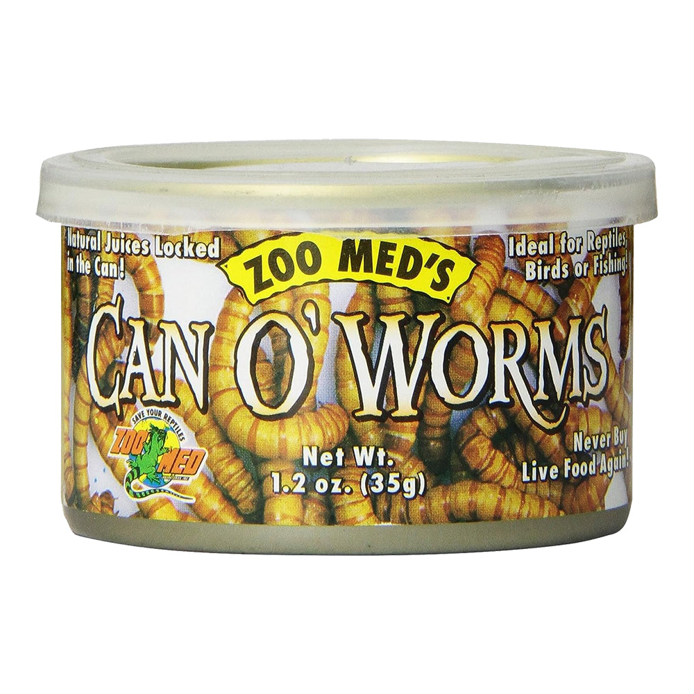 Front of Zoo Med Can O' Worms Reptile Wet Food 1.2-oz