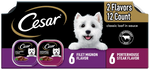 Front of Cesar Classic Loaf in Sauce Adult Wet Dog Food Variety Pack Filet Mignon & Porterhouse Steak 12 Count 42.3-oz