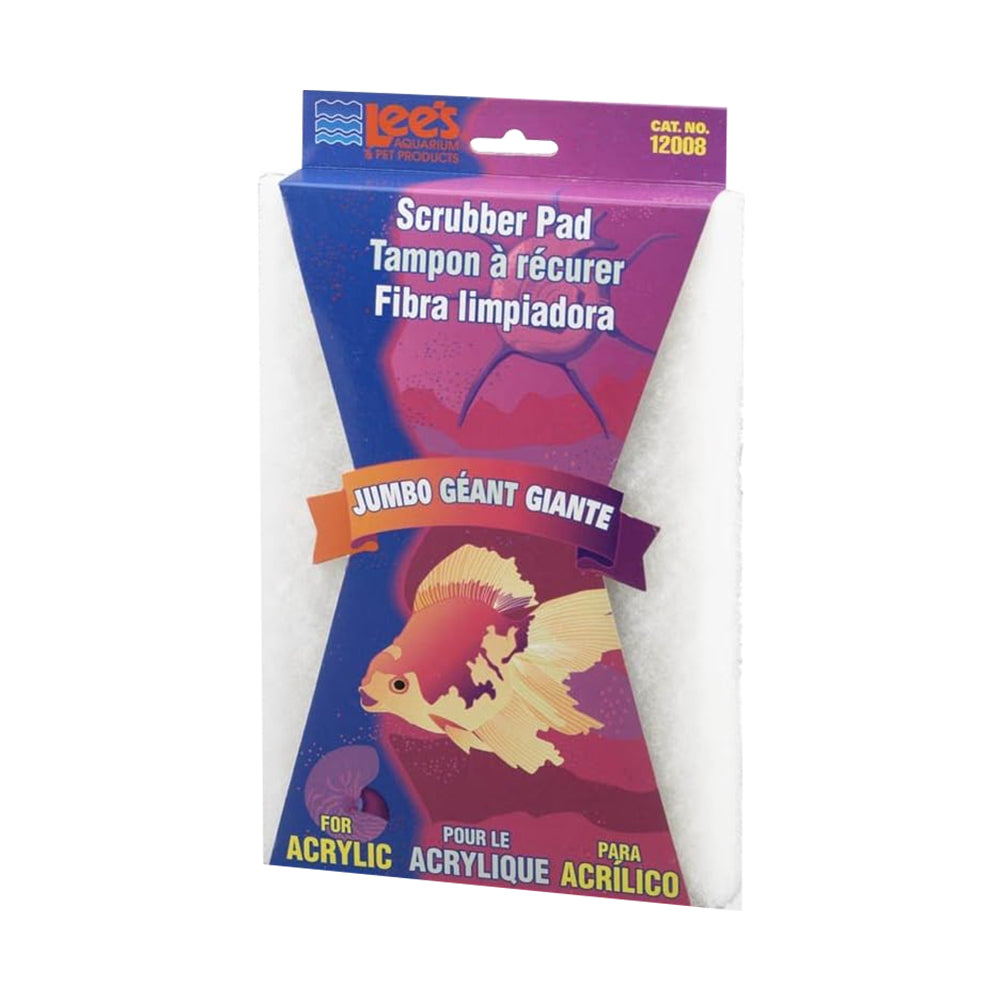 Front of Lee's Aquarium & Pet Products Scrubber Pad for Acrylic Aquariums White Jumbo 6 in X 9 in