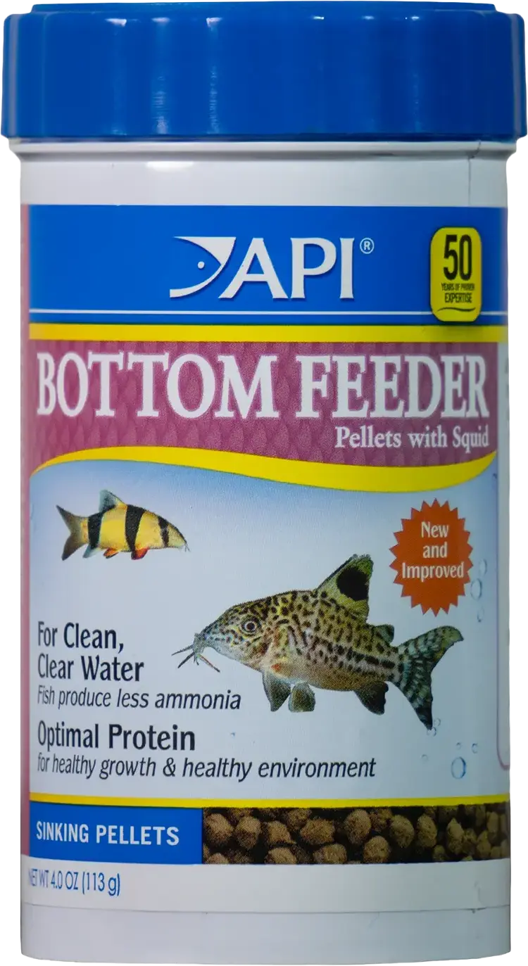 Front of API Bottom Feeder Premium Shrimp Sinking Pellets Fish Food 4-oz