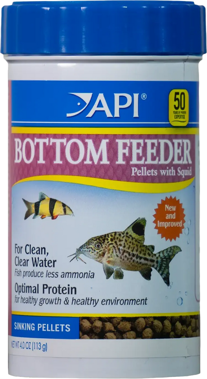 Front of API Bottom Feeder Premium Shrimp Sinking Pellets Fish Food 4-oz