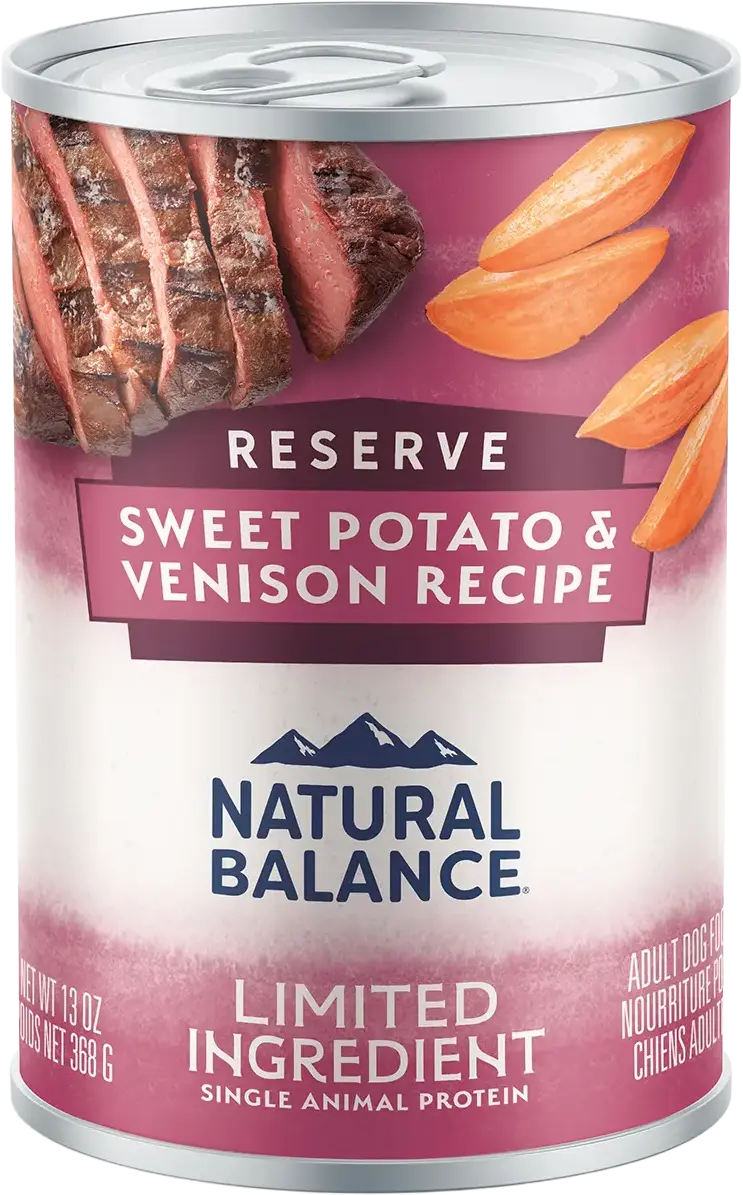 Front of Natural Balance Pet Foods Limited Ingredient Reserve Canned Dog Food Sweet Potato & Venison 13-oz