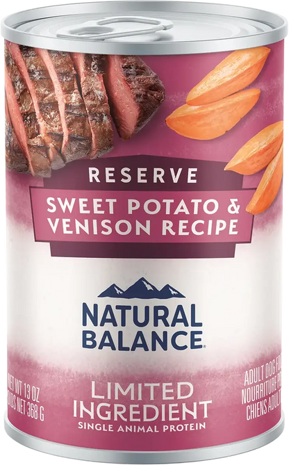 Front of Natural Balance Pet Foods Limited Ingredient Reserve Canned Dog Food Sweet Potato & Venison 13-oz