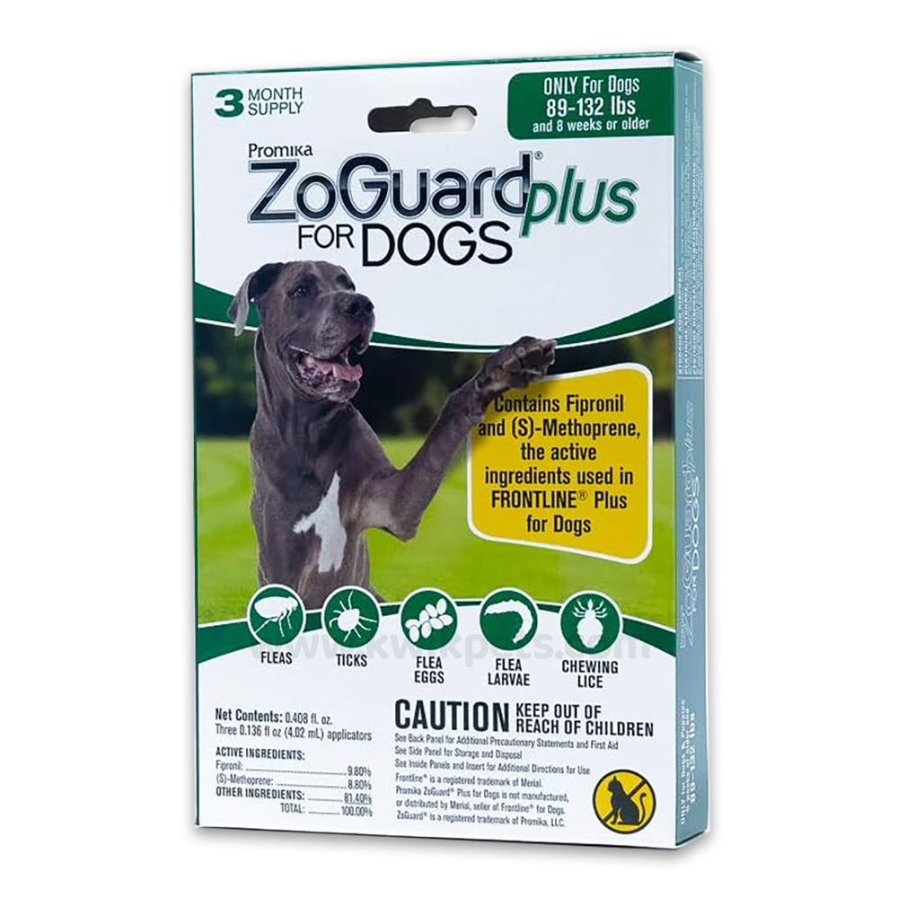 Front of Promika ZoGuard Plus 3-Month Supply Flea & Tick Prevention for Dogs 89-132 lbs 3 Count