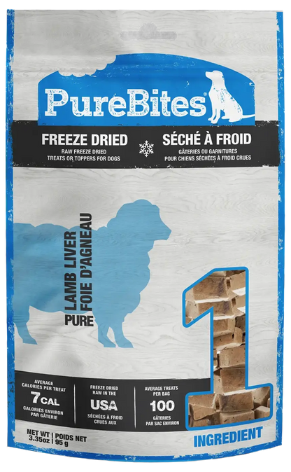 Front of PureBites Lamb Liver Freeze Dried Dog Treats 3.35-oz