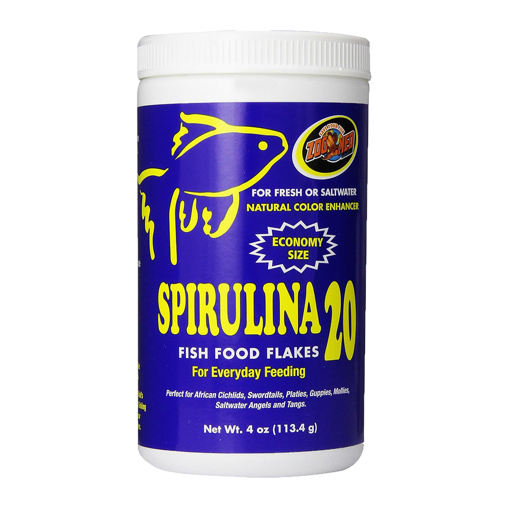 Front of Zoo Med Spirulina 20 Flakes Fish Food 4-oz