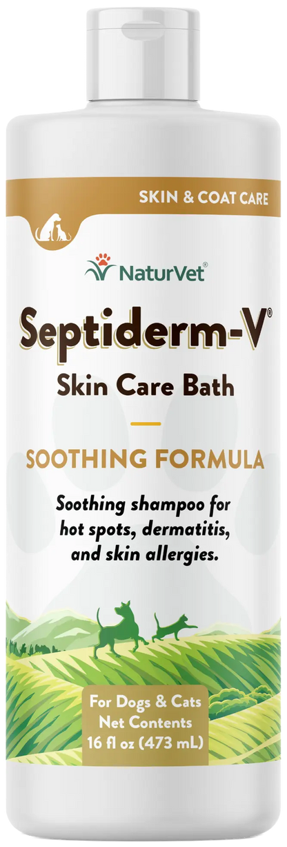 Front of NaturVet Septiderm-V Skin Care Bath Soothing Formula Shampoo for Dogs & Cats 16-oz