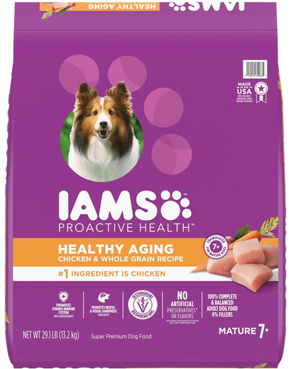 Front of IAMS Mature Adult Senior Dry Dog Food Real Chicken 29.1-lb