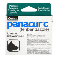 Panacur C Canine Dewormer fenbendazole 2 Gram Pack for Dogs Up To 20 lbs 3 Count Green