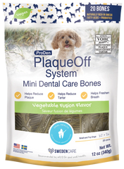 NaturVet Proden PlaqueOff System Dental Care Mini Dog Bones Vegetable Fusion 20 Count 12-oz