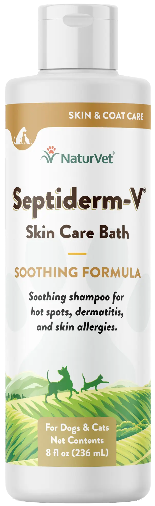 Front of NaturVet Septiderm-V Skin Care Soothing Formula Lotion for Dogs & Cats 8-oz