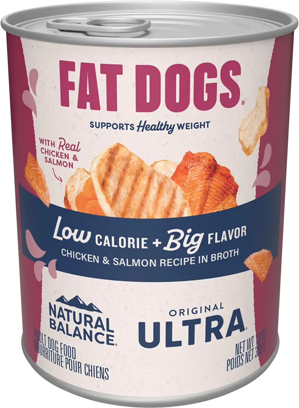 Front of Natural Balance Pet Foods Original Ultra Fat Dogs Canned Dog Food Chicken & Salmon 13-oz