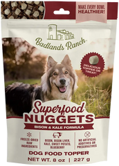 Badlands Ranch Superfood Nuggets Freeze-Dried Raw Dog Treats Bison & Kale 8-oz