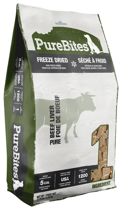 Front of PureBites Beef Liver Freeze-Dried Pure Dog Treats 44-oz