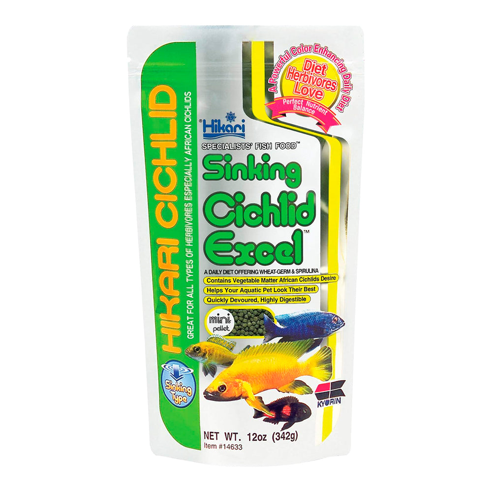 Hikari USA Cichlid Excel Sinking Mini Pellets Fish Food 12-oz, Kwik Pets