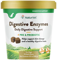NaturVet Digestive Enzymes Plus Pre and Probiotic Soft Chews for Dogs 70 Count 5.9-oz