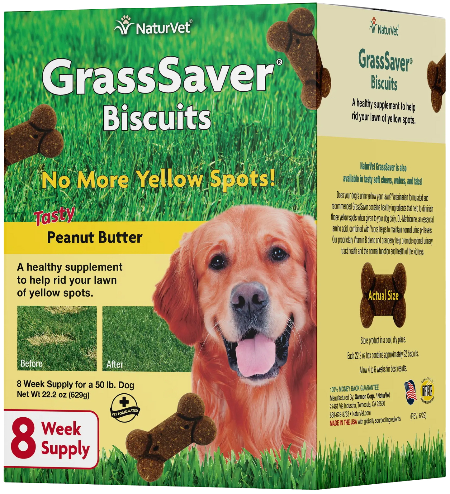 Front of NaturVet GrassSaver Dog Biscuits Peanut Butter 22.2-oz