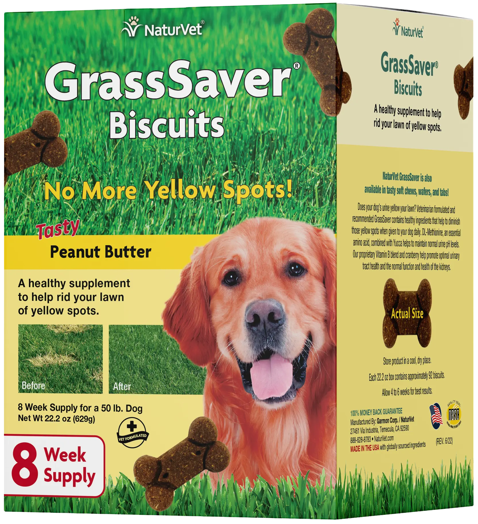 Front of NaturVet GrassSaver Dog Biscuits Peanut Butter 22.2-oz