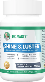 Front of Dr. Marty Shine & Luster Canine Seasonal Allergy Support Dog Chewable Tablet 60 Count