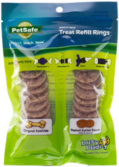 Busy Buddy Dog Treat Refill Rings Original Rawhide & Peanut Butter Variety Pack Size A 2.79-oz