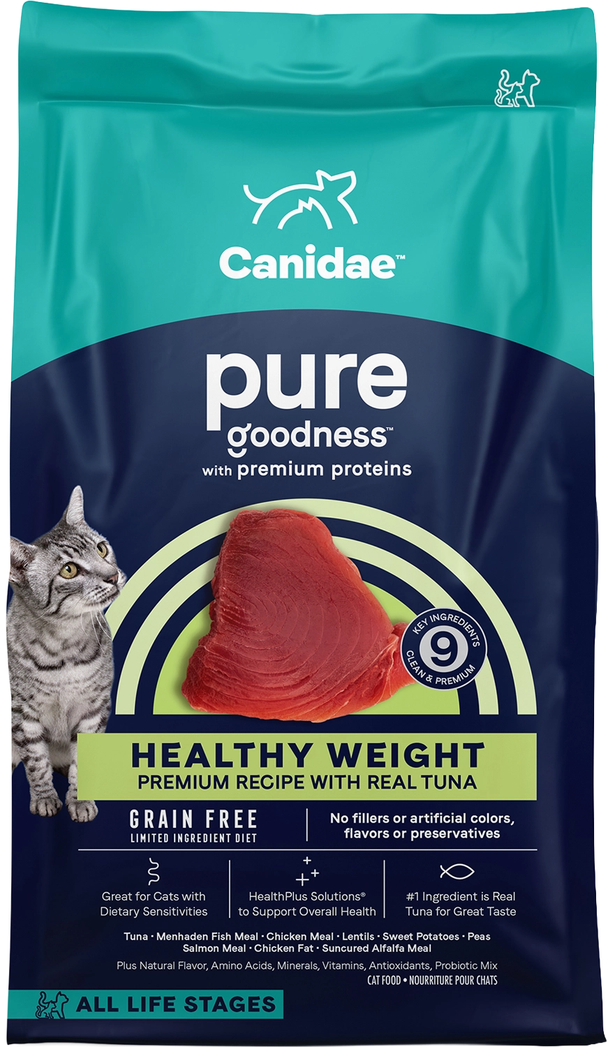 CANIDAE PURE Grain-Free Limited Ingredient Healthy Weight Dry Cat Food Tuna