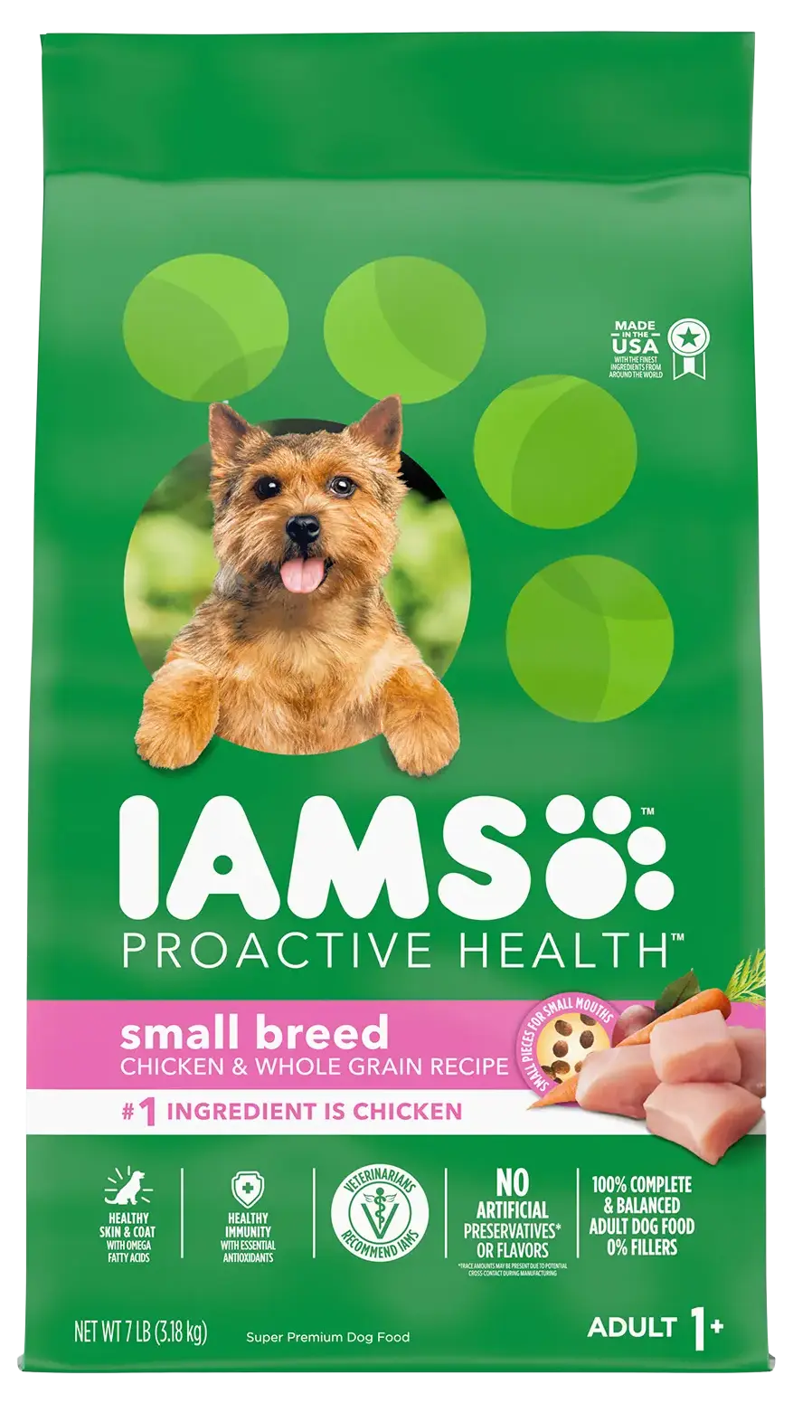 Front of IAMS Small & Toy Breed Adult Dry Dog Food Real Chicken 7-lb