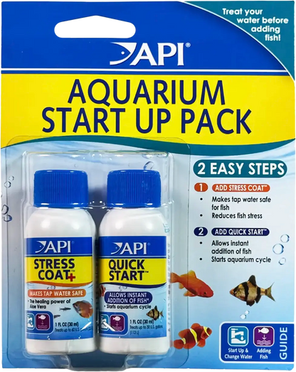 Front of API Stress Coat & Quick Start Aquarium Start Up Pack 2 Count 1-oz