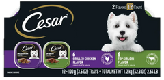 Cesar Classic Loaf in Sauce Adult Wet Dog Food Variety Pack Grilled Chicken & Top Serloin 12 Count 42.3-oz