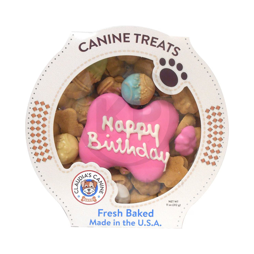 Claudia’s Canine Bakery Happy Birthday Dog Treats Pink 11-oz, Kwik Pets