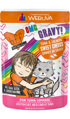 Weruva B.F.F. OMG Tuna & Salmon Sweet Cheeks Dinner in Gravy Wet Cat Food Pouches 3-oz