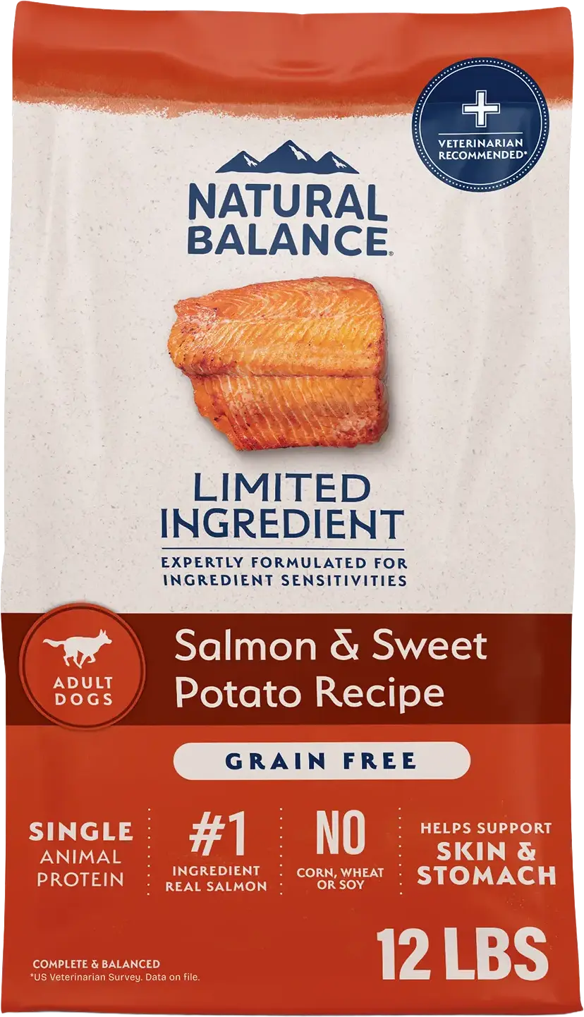 Front of Natural Balance Pet Foods Limited Ingredient Adult Dry Dog Food Salmon & Sweet Potato 12-lb